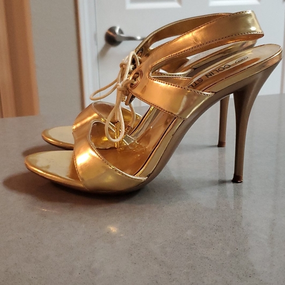 Strappy Gold Heels - Picture 2 of 5